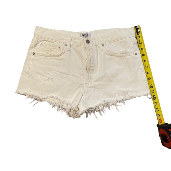 AGOLDE Parker Distressed Premium White Denim Shorts - Picture 3 of 8